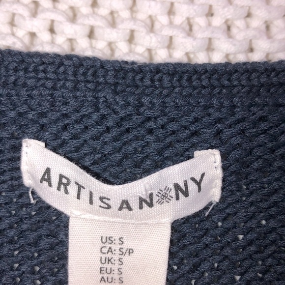 Artisan NY navy blue fringe sweater cardigan NWT - Picture 4 of 7